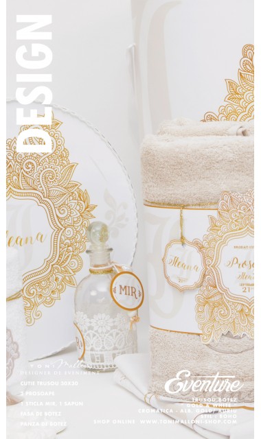 Trusou de botez in stil boho realizat in nuante de gold si alb, Boho 8